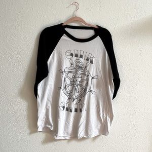 Hot Topic Sink or Swim 3/4 tee size XL black and white